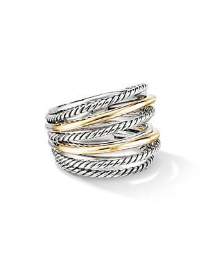 David Yurman Sterling Silver & 18K Yellow Gold Crossover Wide Ring, 6 Product Image