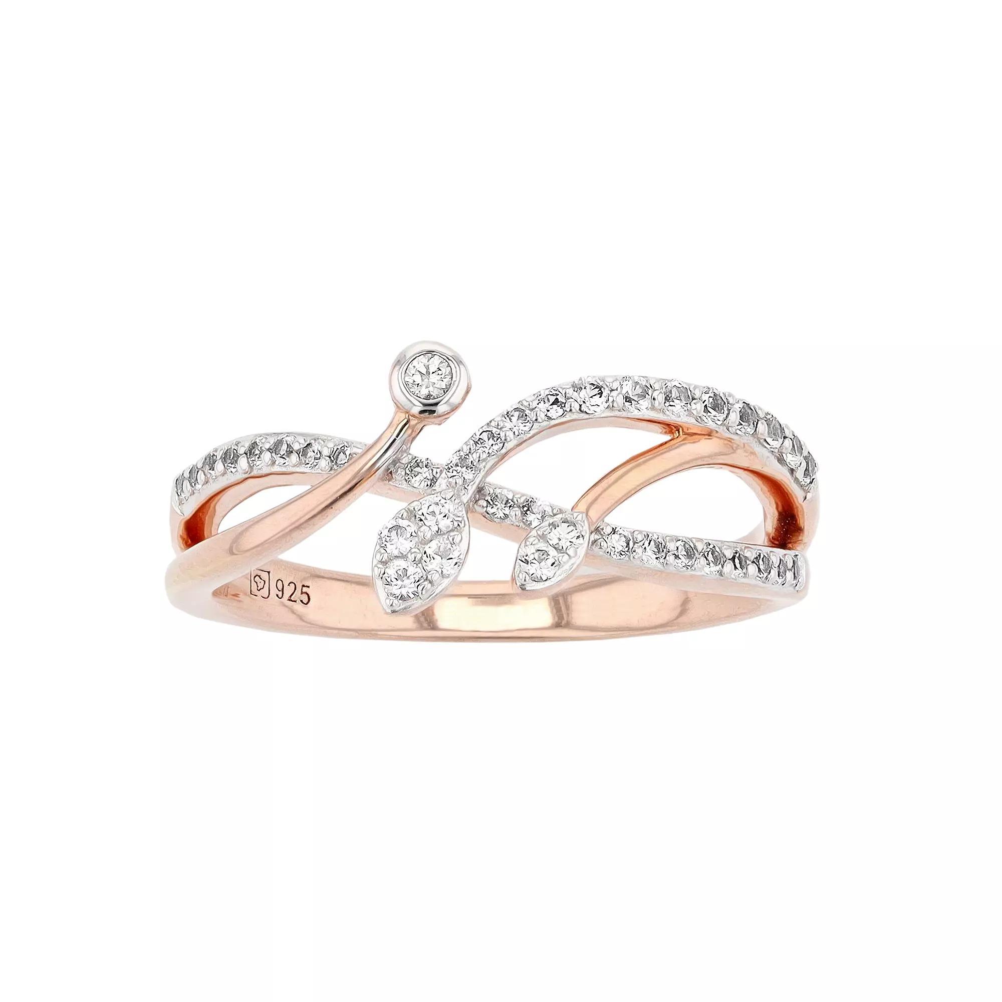 14k Rose Gold Over Silver Lab-Created White Sapphire Ring, Women's, Size: 8, 14k Pink Plated Product Image