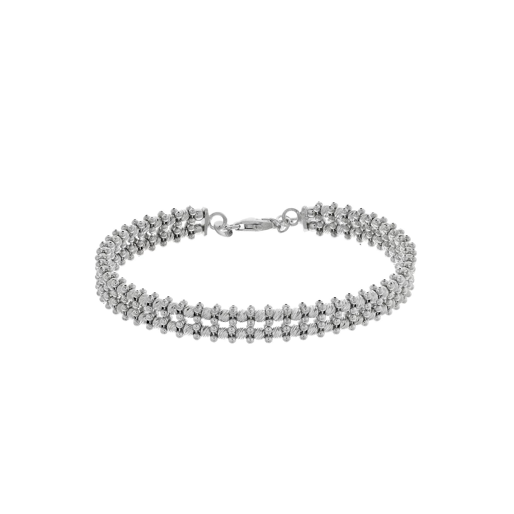 Sterling Silver Double Strand Beaded Bracelet, Women's, Size: 8" Product Image