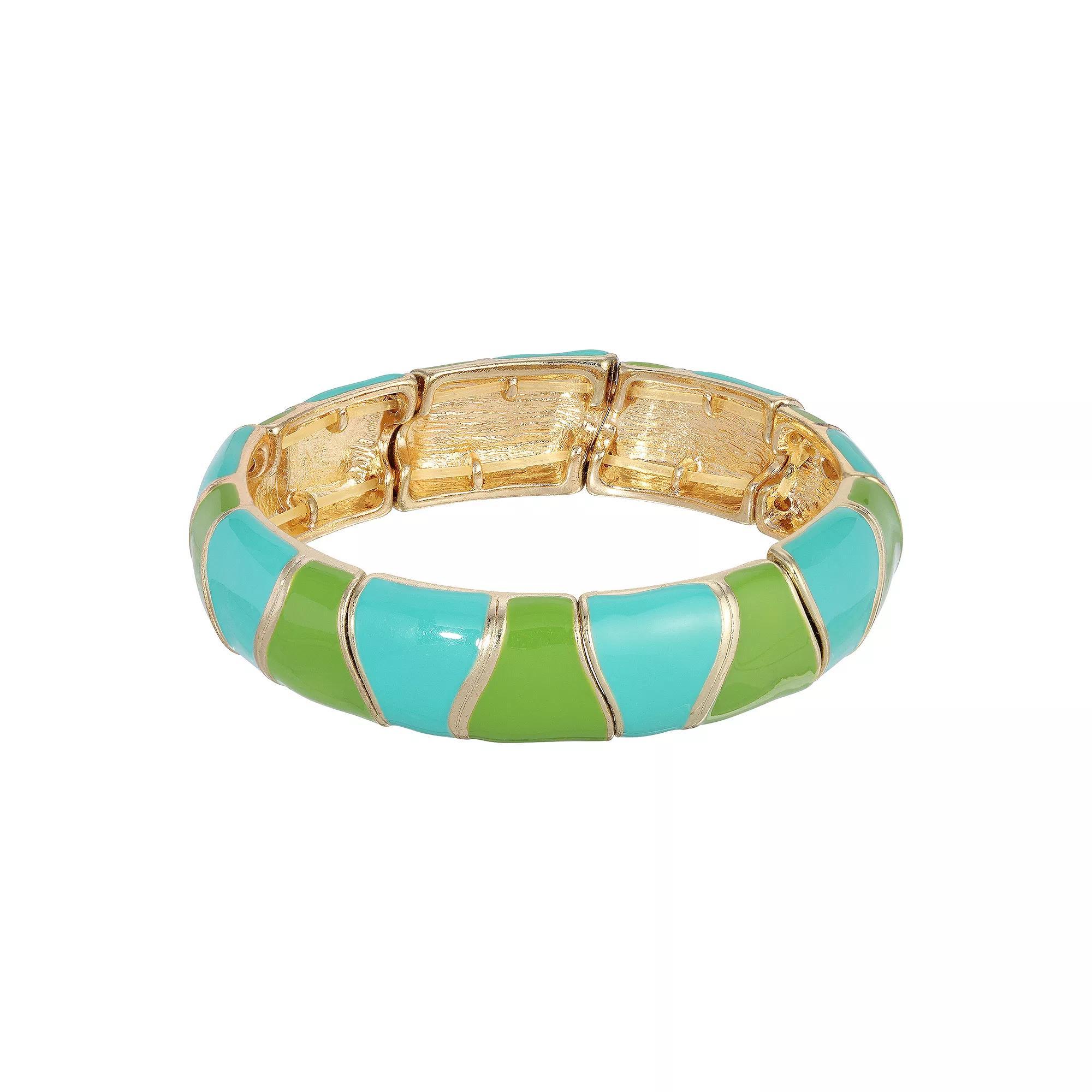1928 Two Color Enamel Stretch Bracelet, Womens, Turquoise Product Image