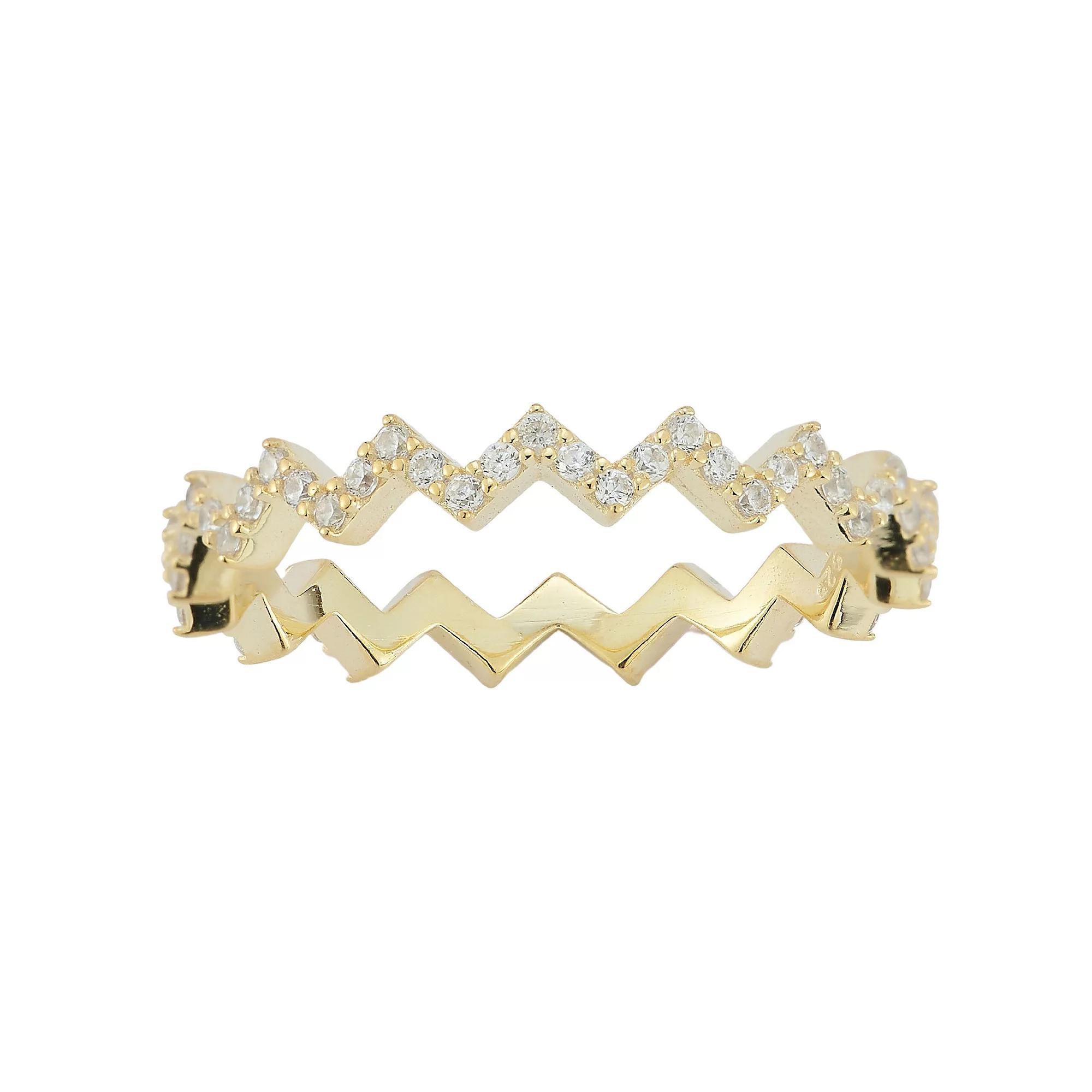 Sunkissed Sterling Sterling Silver Cubic Zirconia Zigzag Ring, Women's, Size: 6, Gold Tone Product Image