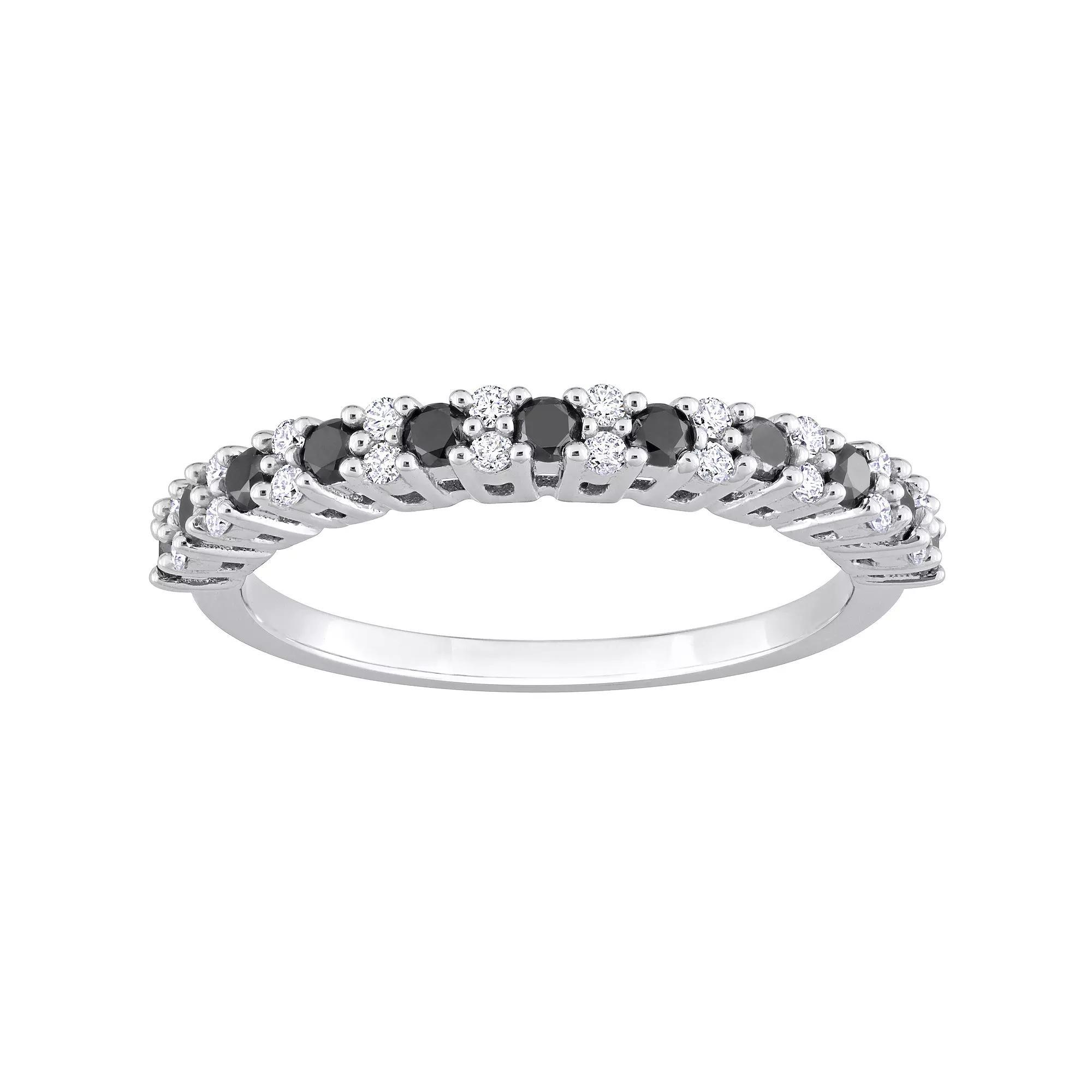 Stella Grace 14k White Gold 1/2 Carat T.W. Black & White Diamond Anniversary Band Ring, Women's, Size: 7 Product Image