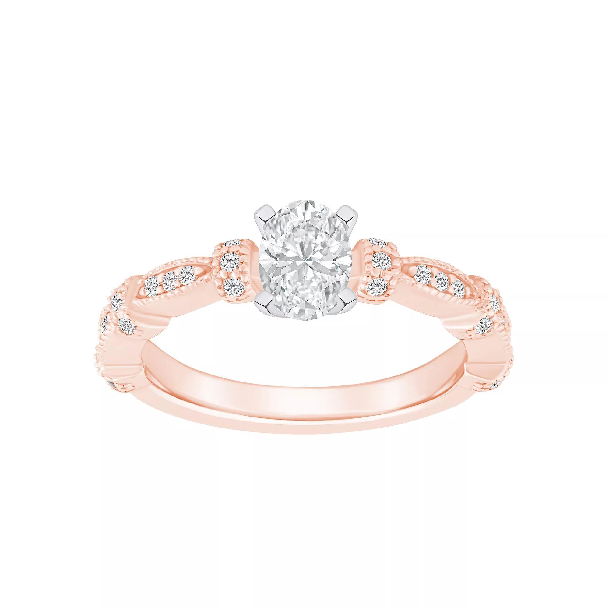 Alyson Layne 14k Gold 1/2 Carat T.W. Diamond Oval Engagement Ring, Women's, Size: 7.50, White Gold Product Image