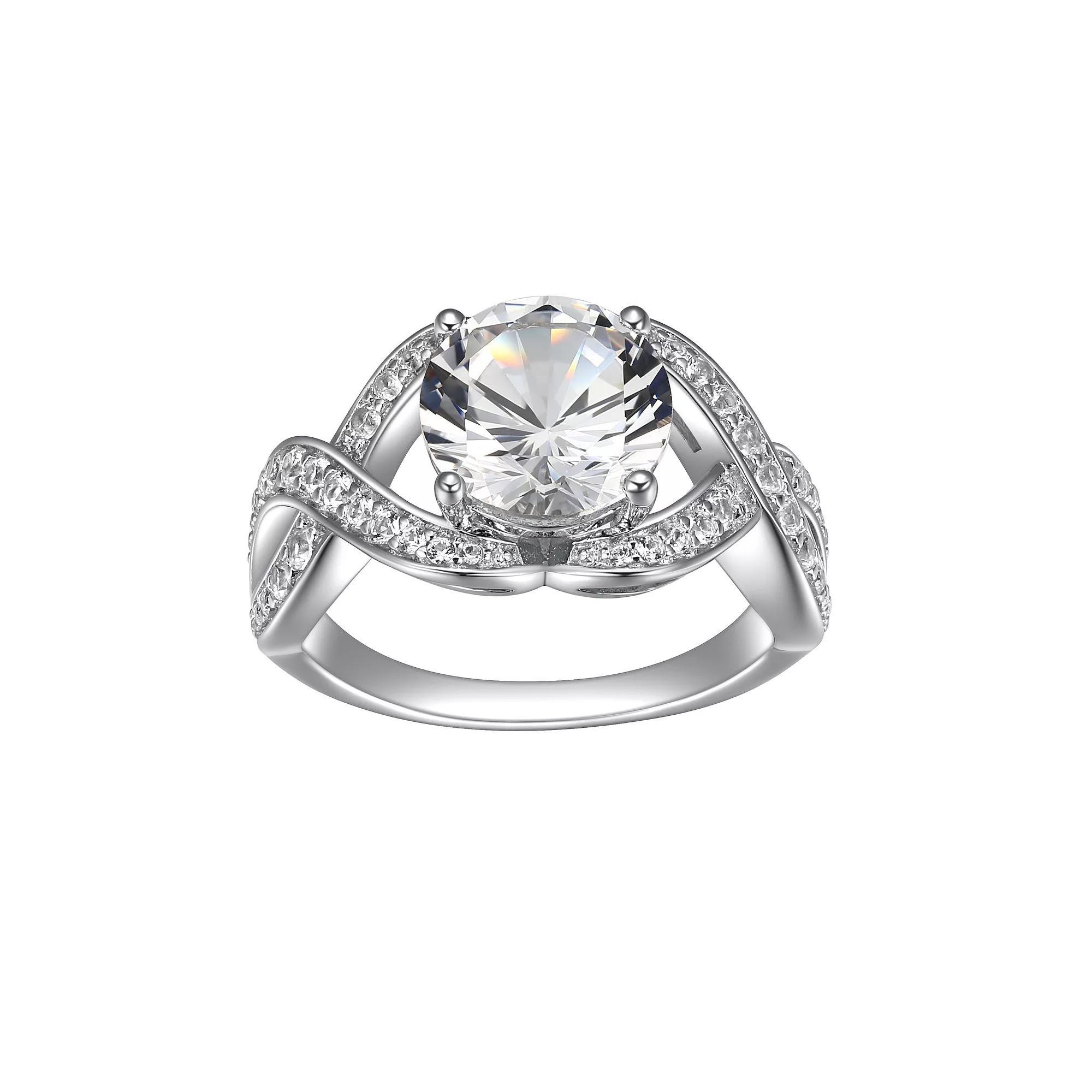 Sterling Silver Lab-Created Moissanite Twisted Engagement Ring, Women's, Size: 8 Product Image