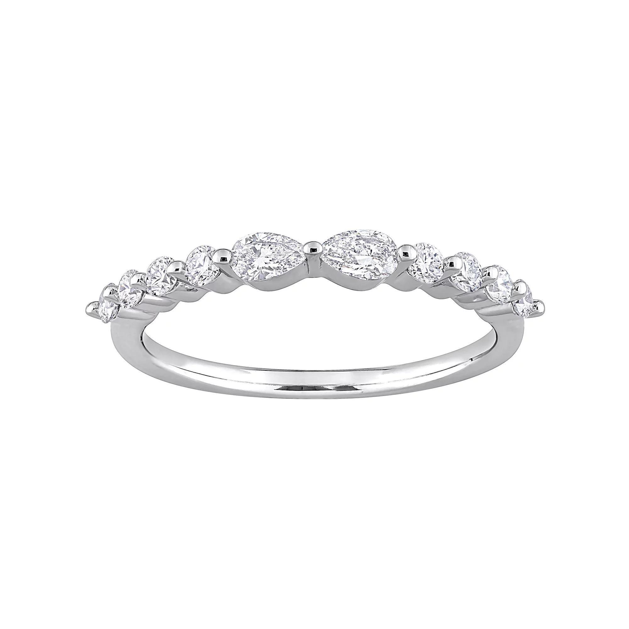Stella Grace Platinum Over Sterling Silver 5/8 Carat T.W. Lab-Grown Diamond Stackable Ring, Women's, Size: 6, White Product Image