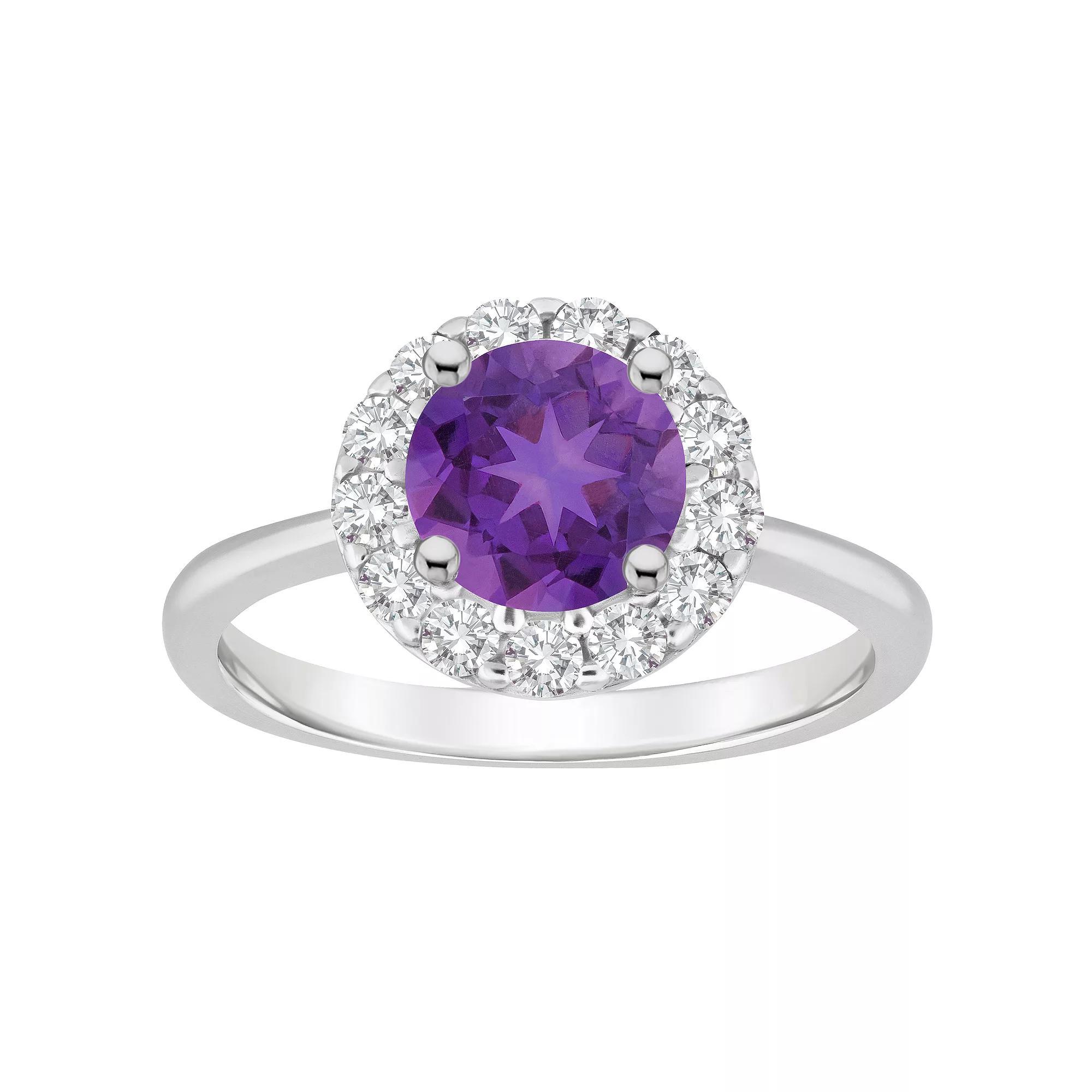 Celebration Gems Sterling Silver Gemstone Halo Ring, Women's, Size: 5, Purple Product Image