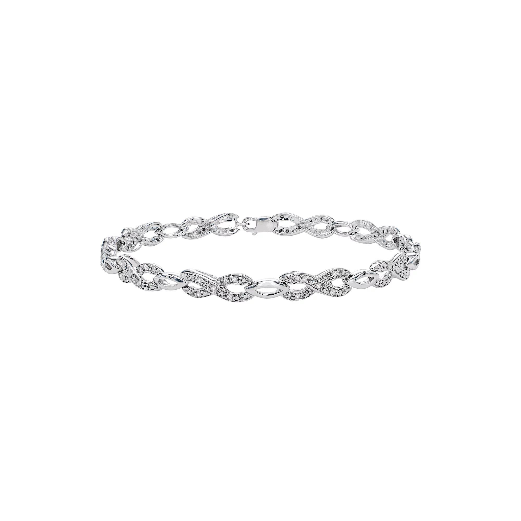 Sterling Silver 1/4 Carat T.W. Diamond Infinity Bracelet, Women's, Size: 7.25", White Product Image