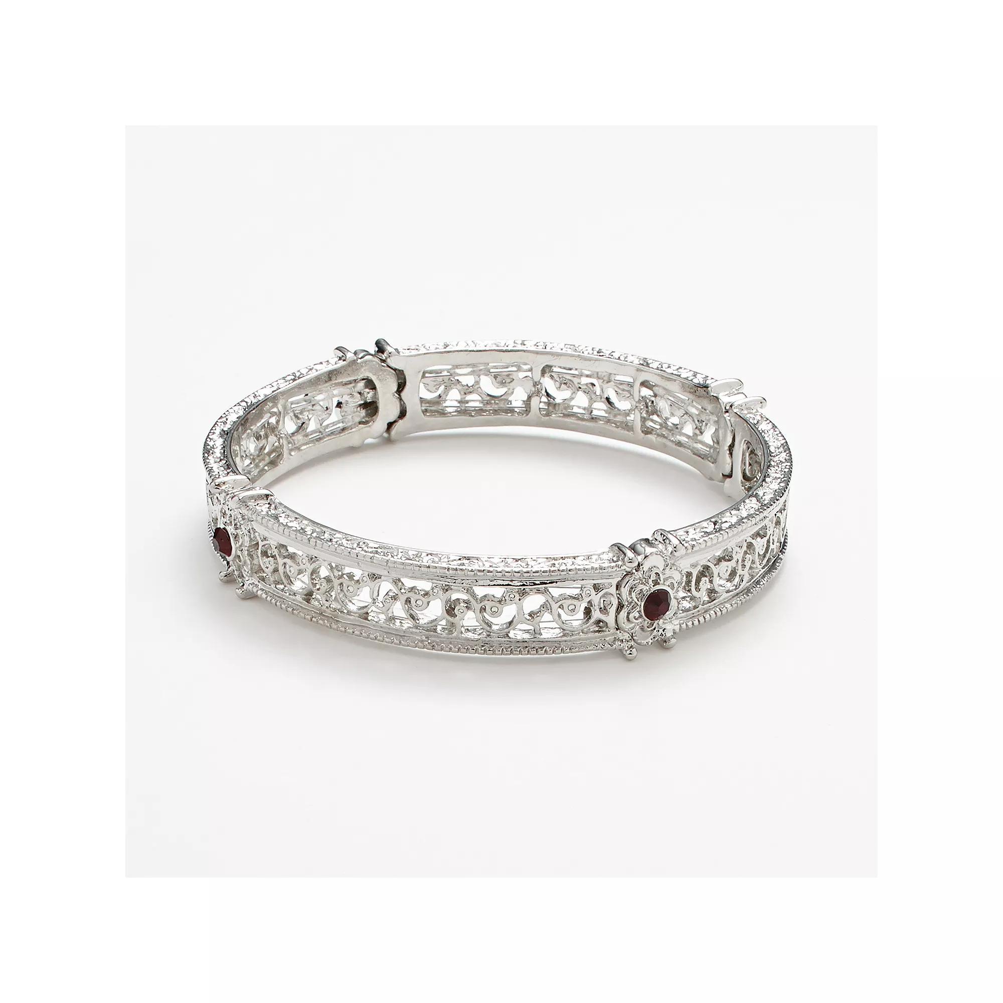 1928 Simulated Crystal Scroll Stretch Bracelet, Womens Purple Product Image