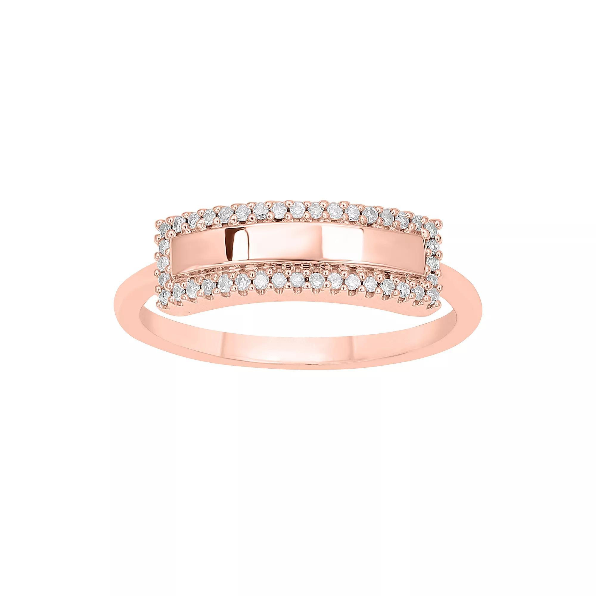 Sterling Silver 1/10 Carat T.W. Diamond Bar Ring, Women's, Size: 7, Pink Tone Product Image