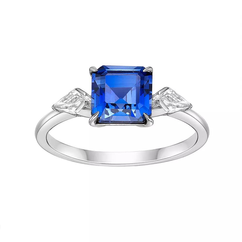 Gemminded Sterling Silver Lab-Created Sapphire & Lab-Created White Sapphire Ring, Womens Product Image