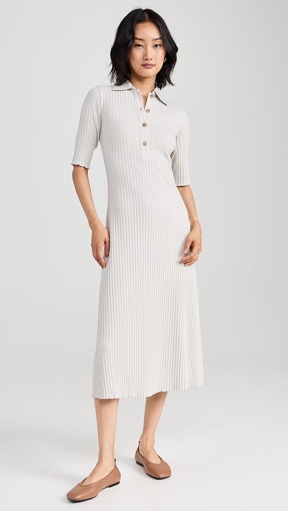 Vince Rib Elbow Sleeve Polo Midi Dress | Shopbop Product Image