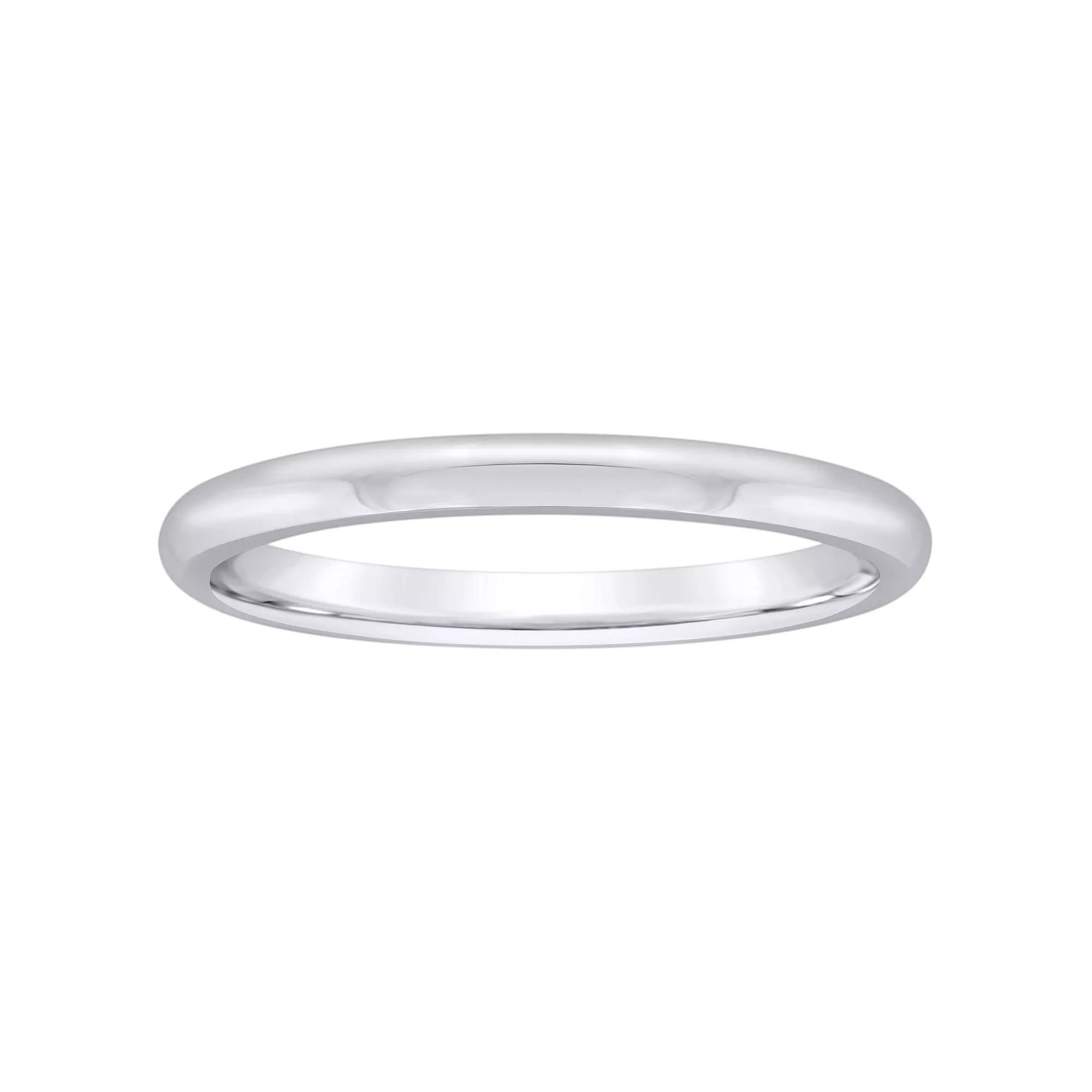 Alyson Layne Men's 2 mm Half Round Comfort Fit Wedding Band, Size: 13, 10k White Gold Product Image