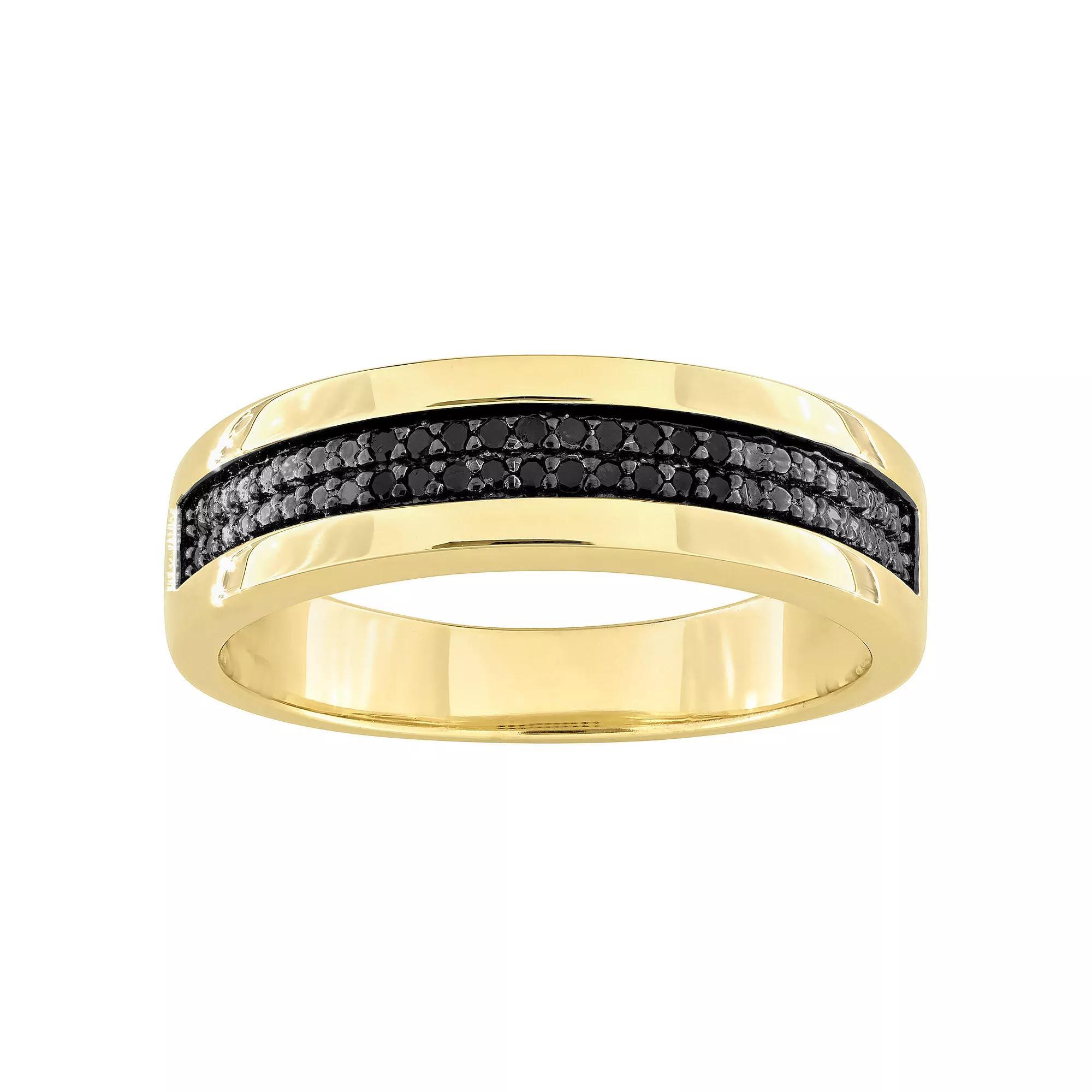 Stella Grace Men's 18k Gold Over Silver 1/10 Carat T.W. Diamond Anniversary Ring, Size: 13, Gold Tone Product Image