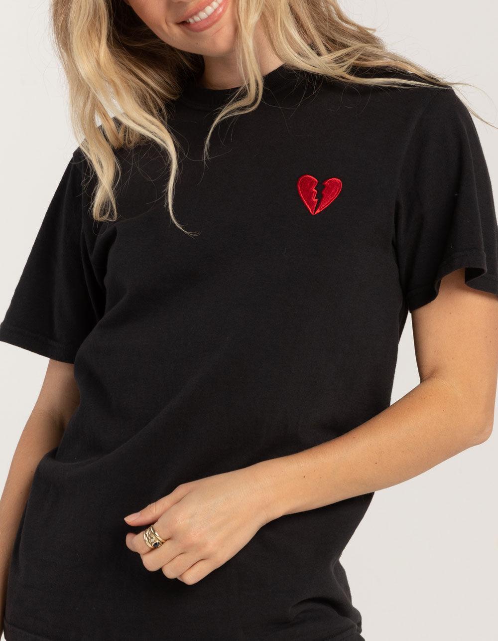 RIOT SOCIETY Broken Heart Womens Tee - BLACK Product Image