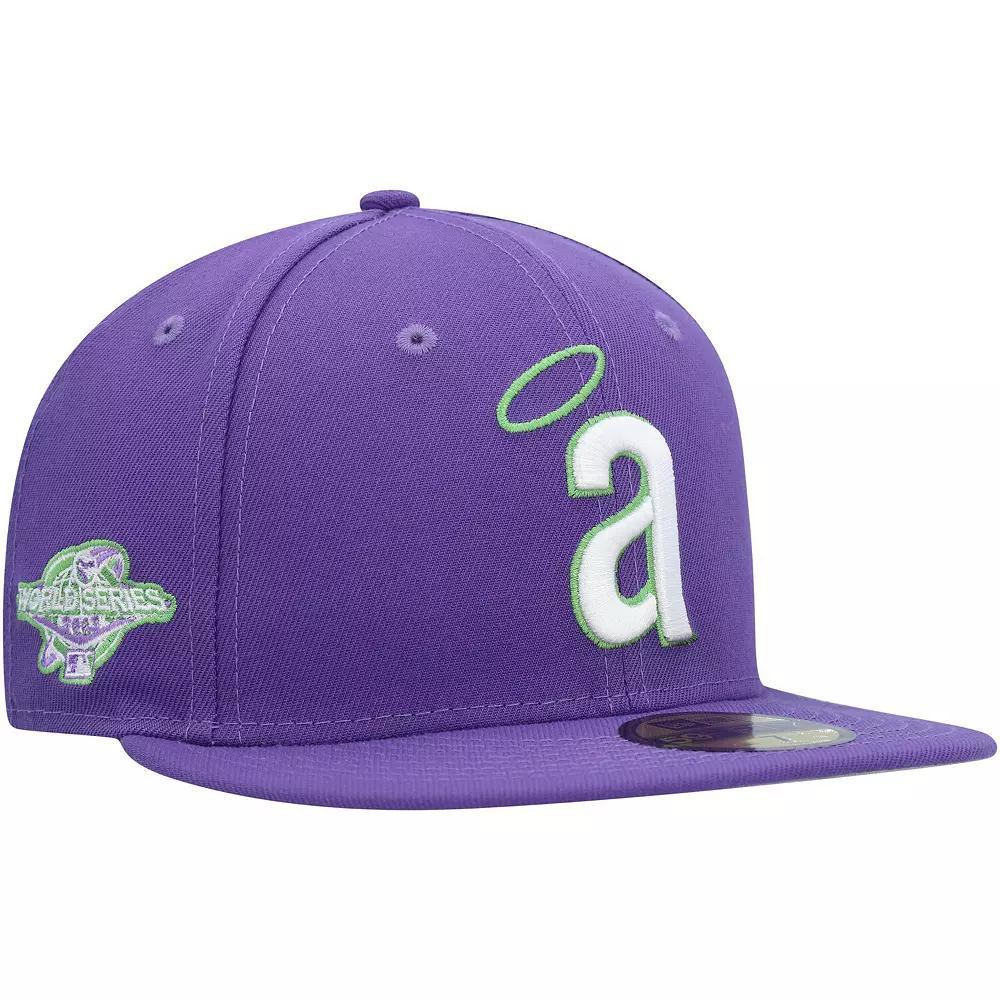 Men's New Era Purple California Angels Cooperstown Collection Lime Side Patch 59FIFTY Fitted Hat, Size: 7 5/8, Mlb Purple Product Image