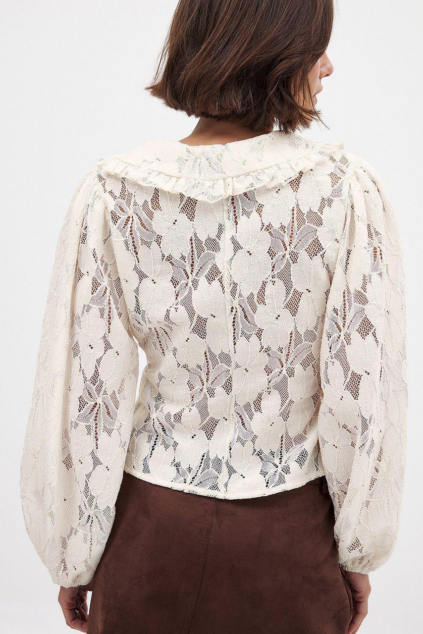 Balloon Sleeve Collar Blouse Product Image