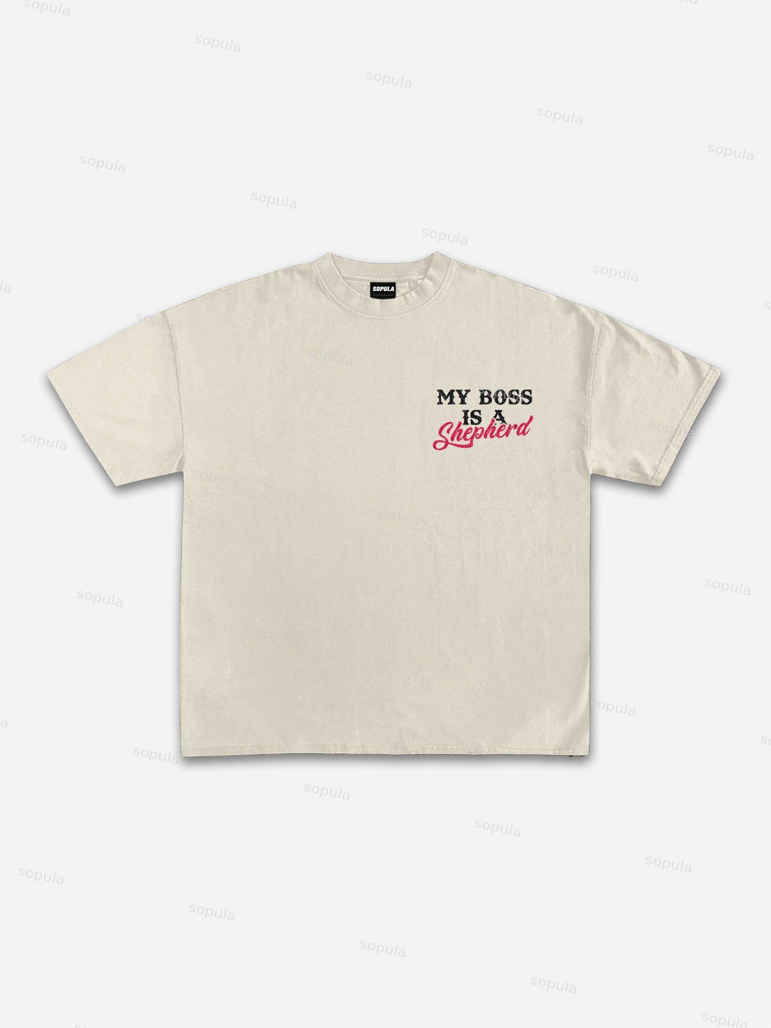 God Is Dope My Boss Is A Shepherd Gangsters Guns Vintage Graphic Cotton T-shirt Product Image