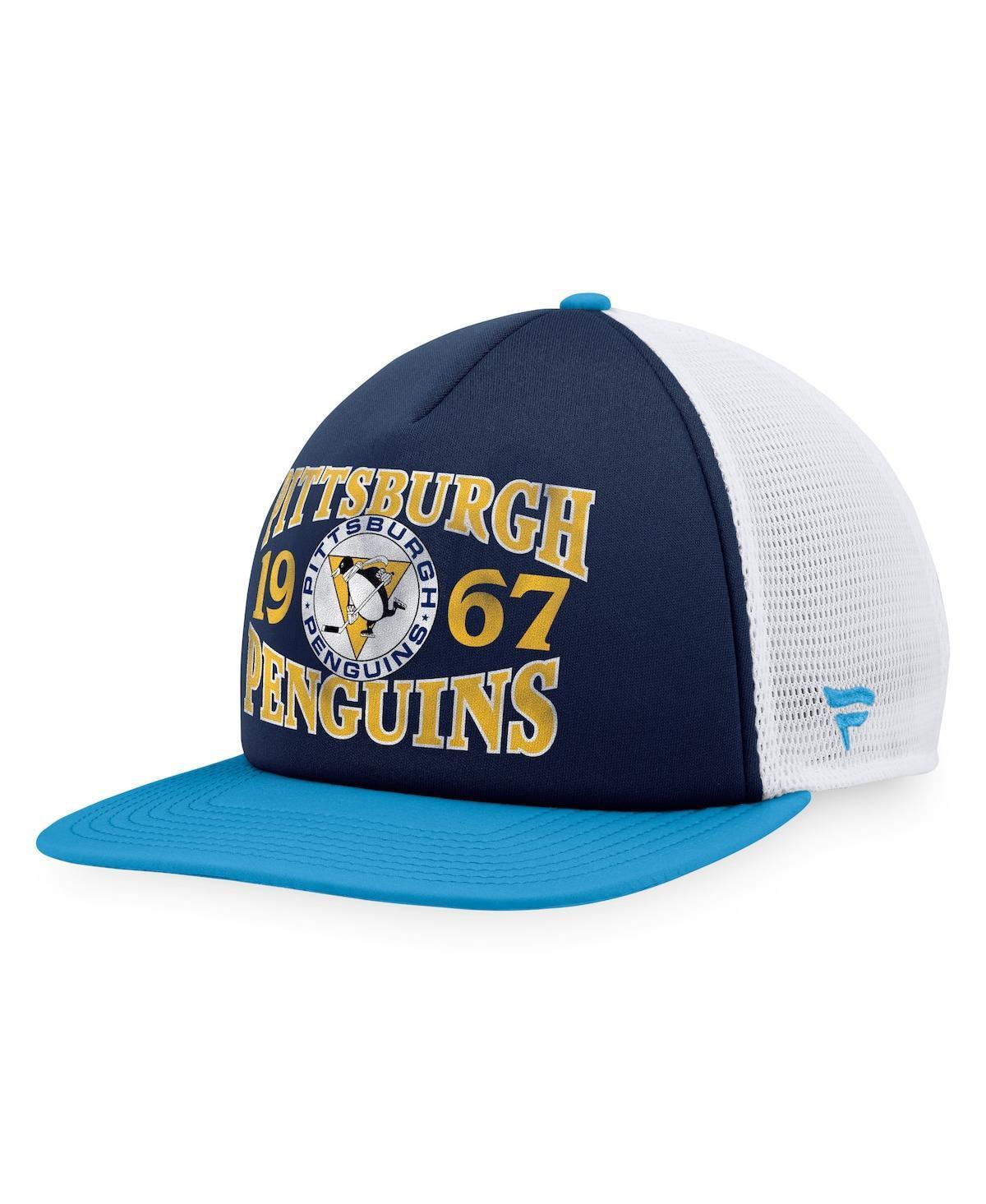 Mens Fanatics Branded /Light Blue Pittsburgh Penguins Heritage Vintage Foam Front Trucker Snapback Hat Product Image