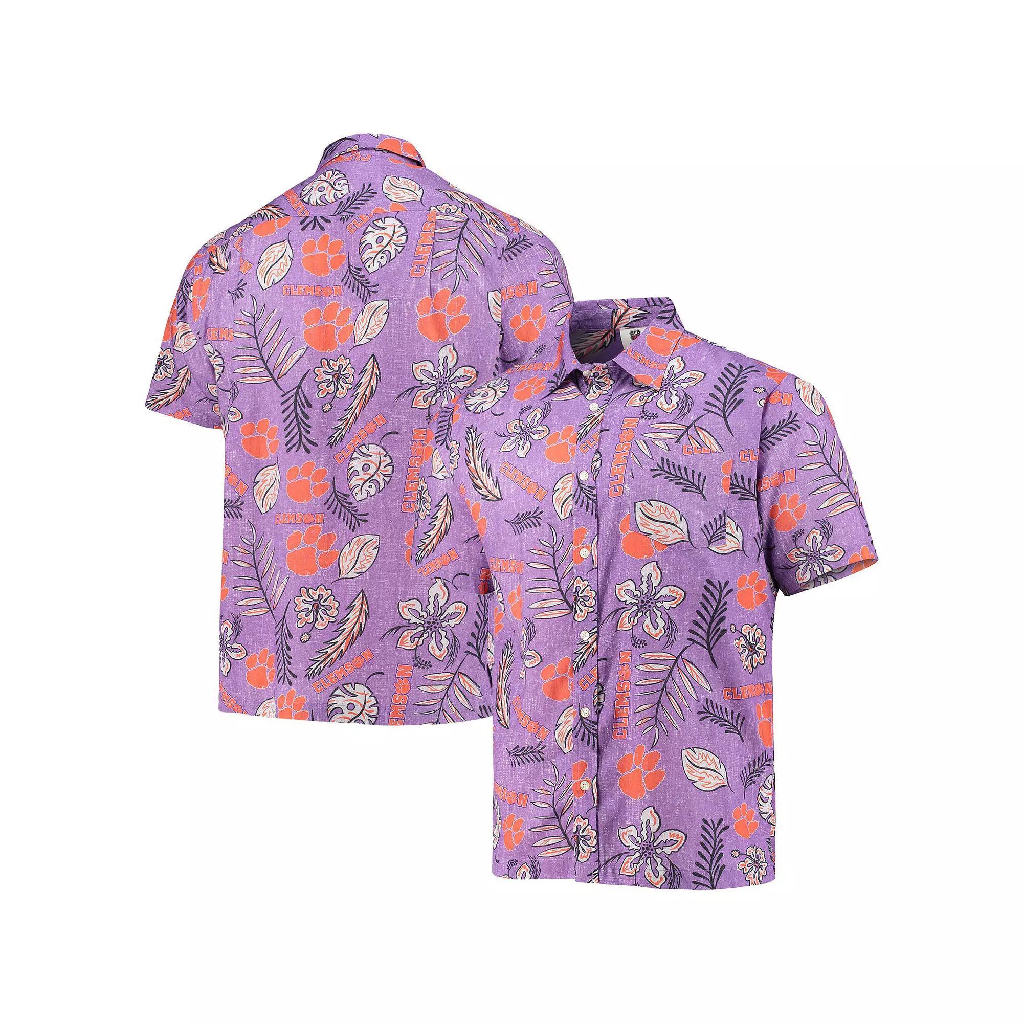 Men's Wes & Willy Purple Clemson Tigers Vintage Floral Button-Up Shirt, Size: 2XL Product Image