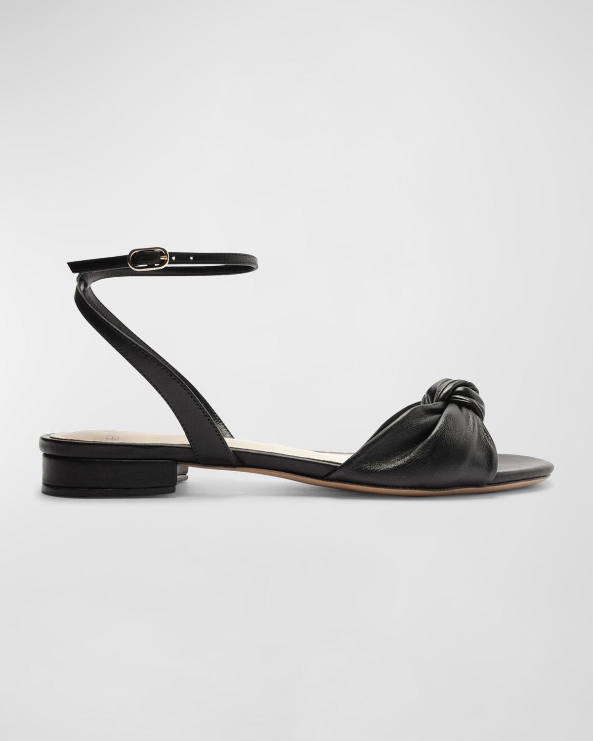 Kace Leather Knot Ankle-Strap Sandals Product Image