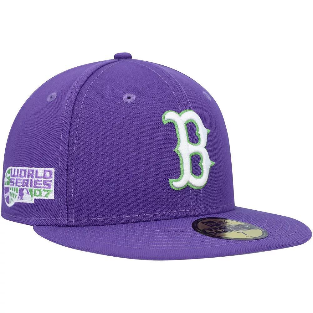 Men's New Era Purple Boston Red Sox Lime Side Patch 59FIFTY Fitted Hat, Size: 7 5/8 Product Image