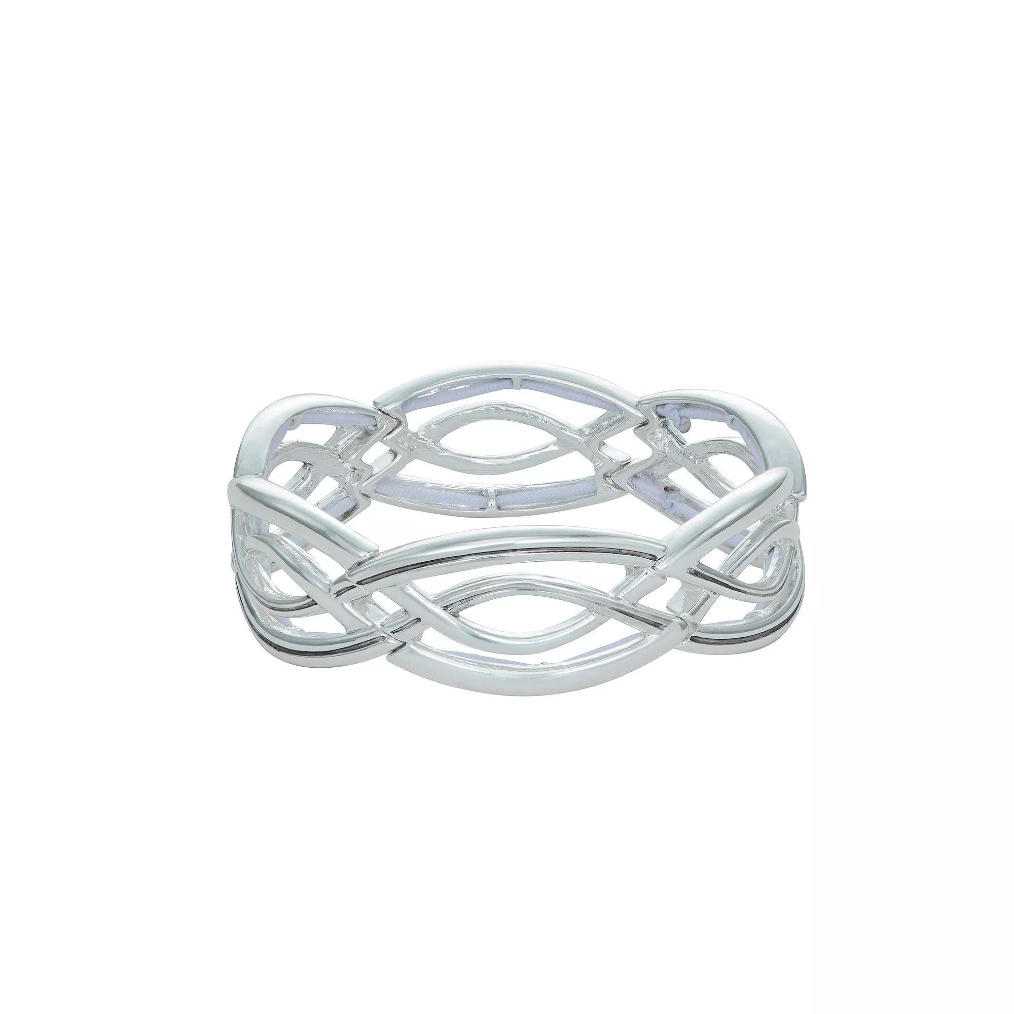 Napier Silver Tone Casual Romance Stretch Bracelet, Women's Product Image