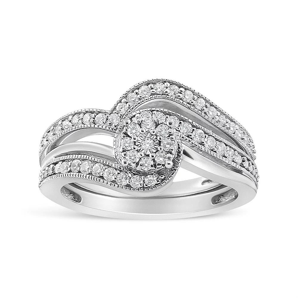 Haus of Brilliance Sterling Silver 1/3 Carat T.W. Diamond Bypass Vintage Engagement Ring Set, Women's, Size: 9 Product Image