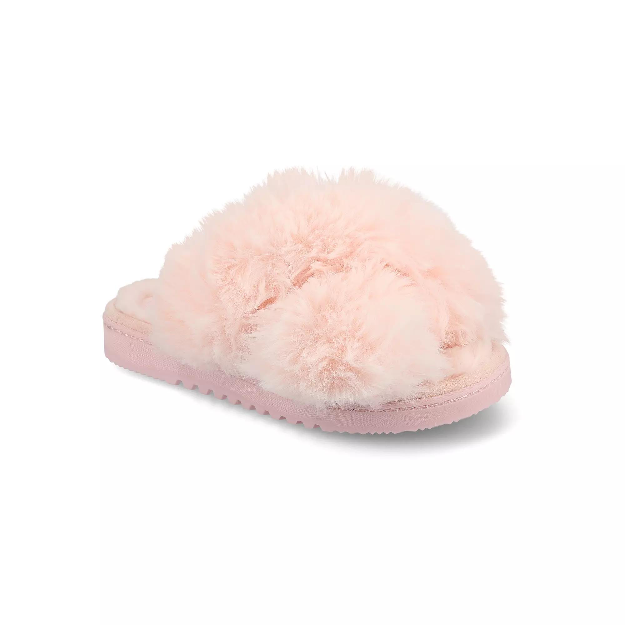 Journee Skylah Women's Crisscross Strap Cushioned Slippers, Size: Large (9/10), Pink Product Image