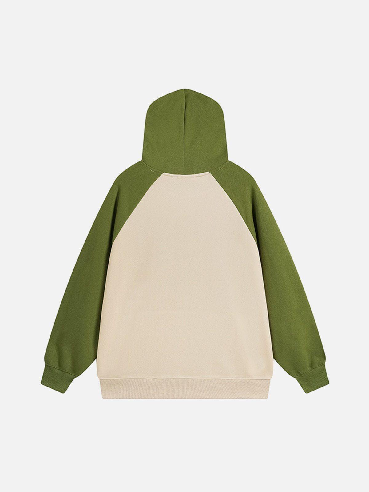 Aelfric Eden Color Blocking Patchwork Zip Up Hoodie Product Image