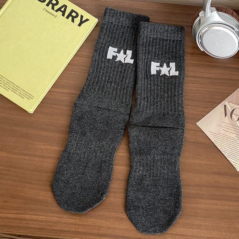Lettering Ribbed Socks / Set Product Image