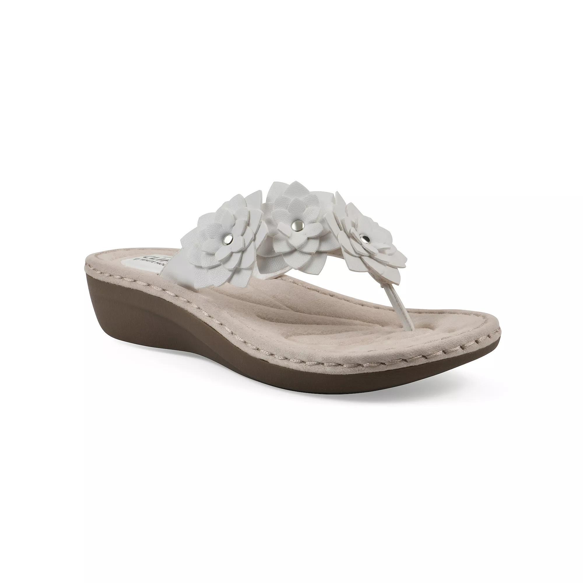 Cliffs by White Mountain Content Women's Floral Wedge Sandals, Size: 8.5 Wide, White Smo Product Image