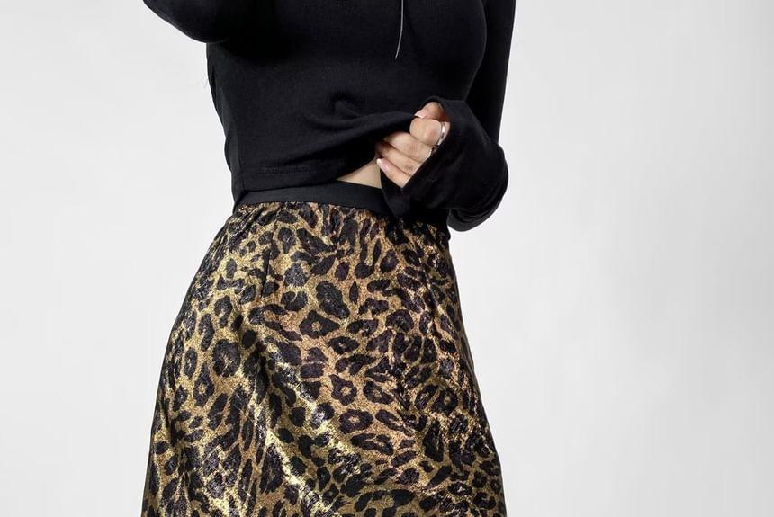 High Rise Leopard Print Mini A-Line Skirt Product Image