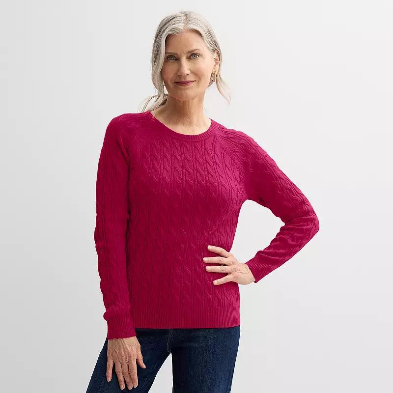 Womens Croft & Barrow The Extra Soft Cabled Crew Neck Sweater Flynn Blue Product Image