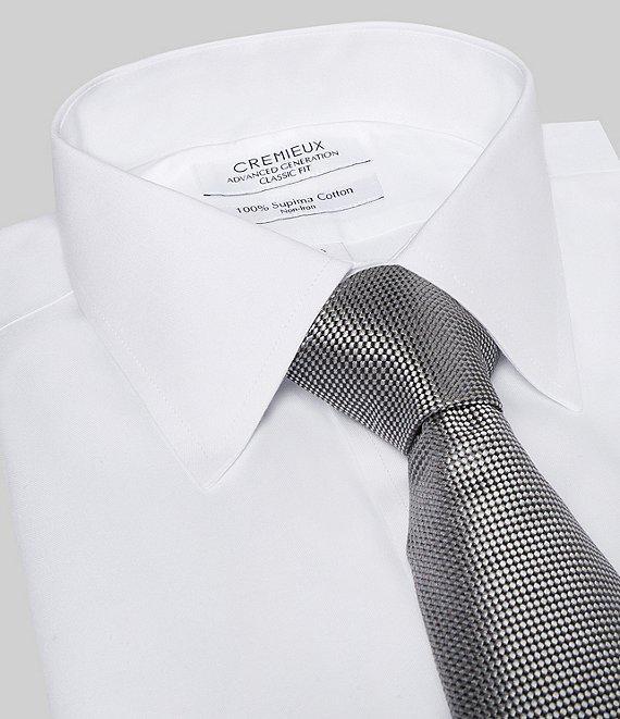 Cremieux Classic Fit Non-Iron Point Collar Solid Pinpoint Dress Shirt Product Image
