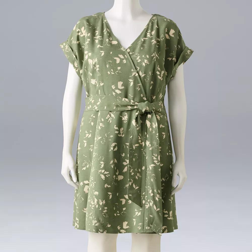 Plus Size Simply Vera Vera Wang Tie Front Dress, Women's, Size: 1XL, Large Green Petal Product Image