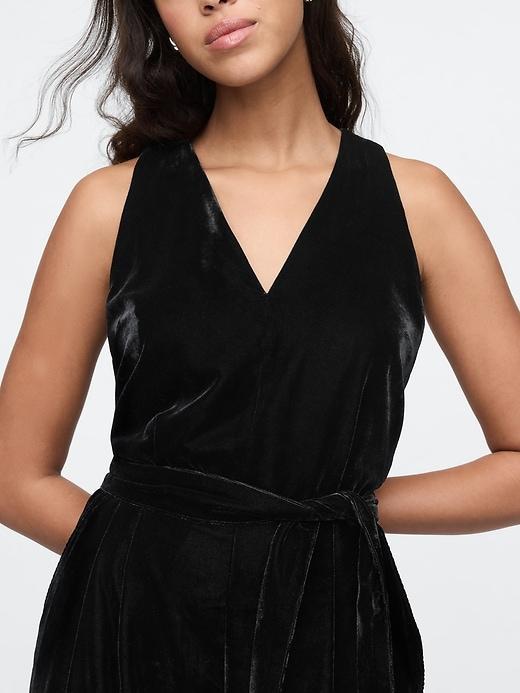 Recycled Velvet V-Neck Jumpsuit Product Image