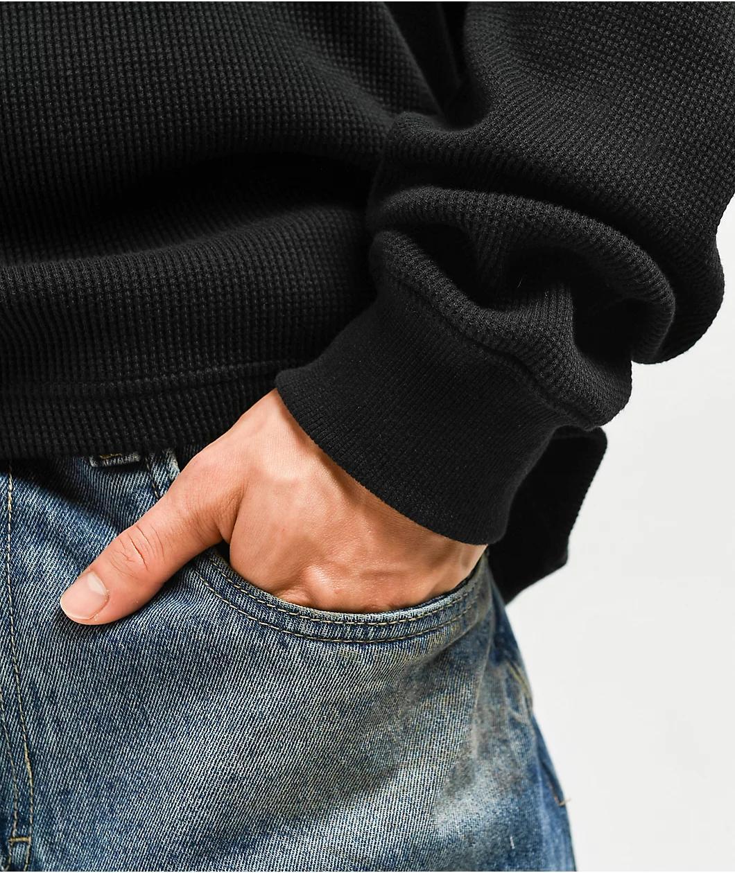 ITA Flux Black Thermal Long Sleeve Boxy T-Shirt Product Image