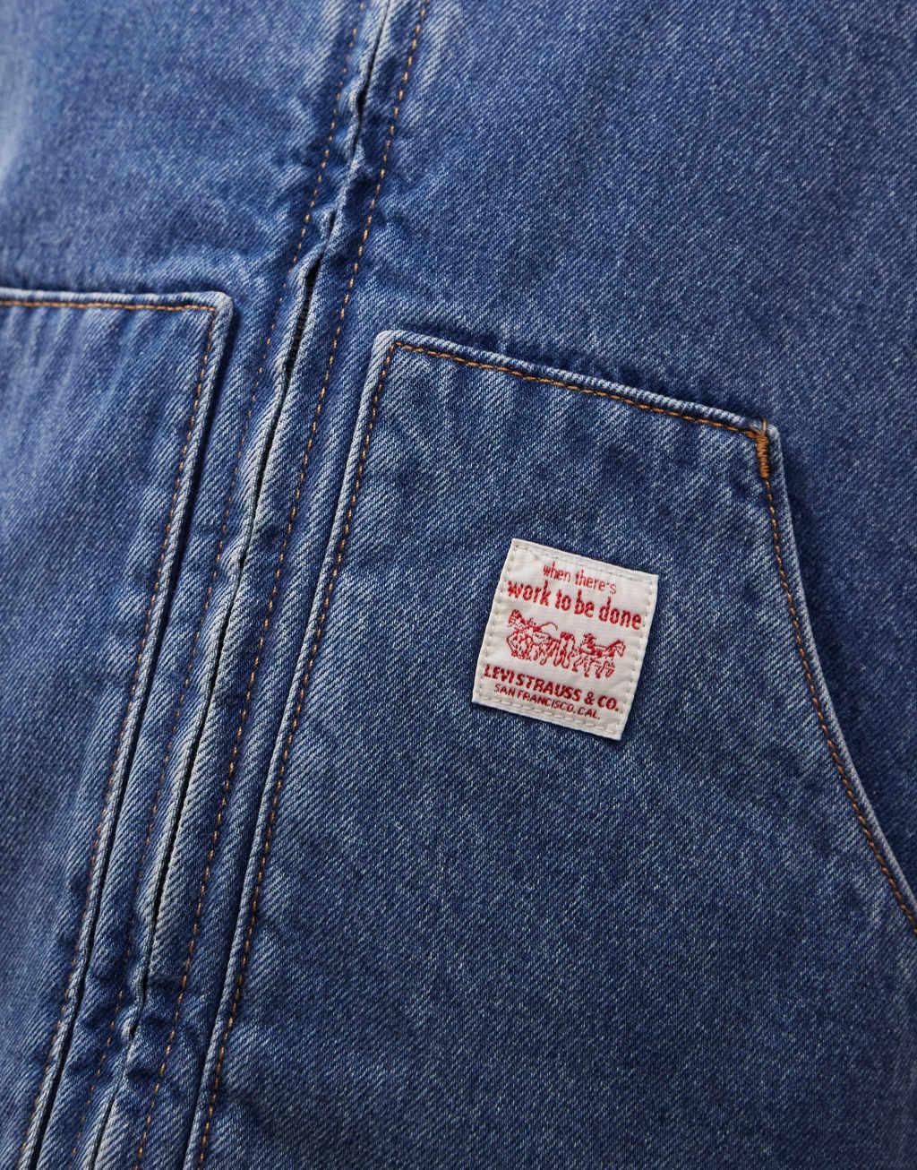 Levi's Workwear Sansome padded denim vest in mid wash blue Product Image