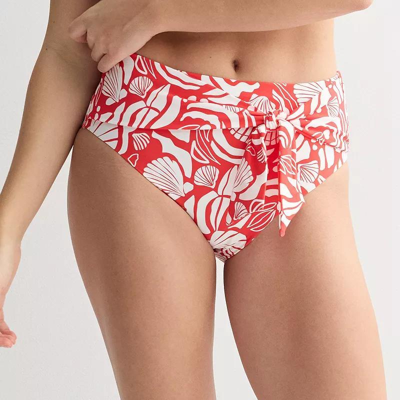 Women's Freshwater Bow Tie High Waist Swim Bottoms, Size: XS, White By The Product Image