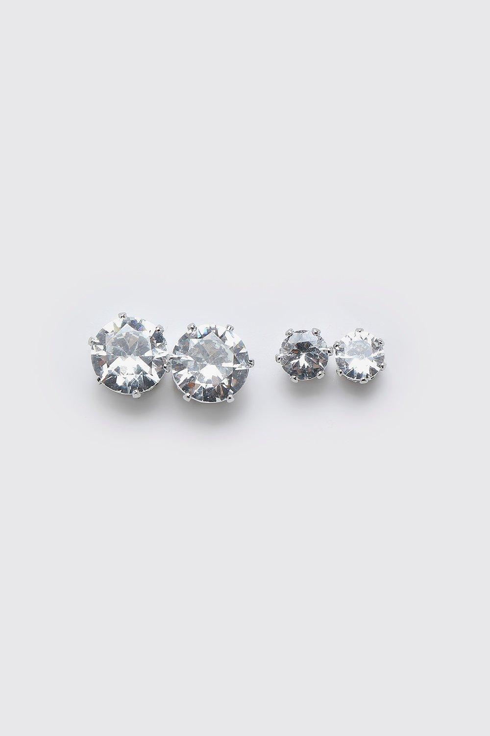 Mens Silver Stud Earrings 2 Pack - Grey Product Image