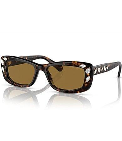 Swarovski SK6008 54mm Crystal Tortoise Rectangle Statement Sunglasses Product Image