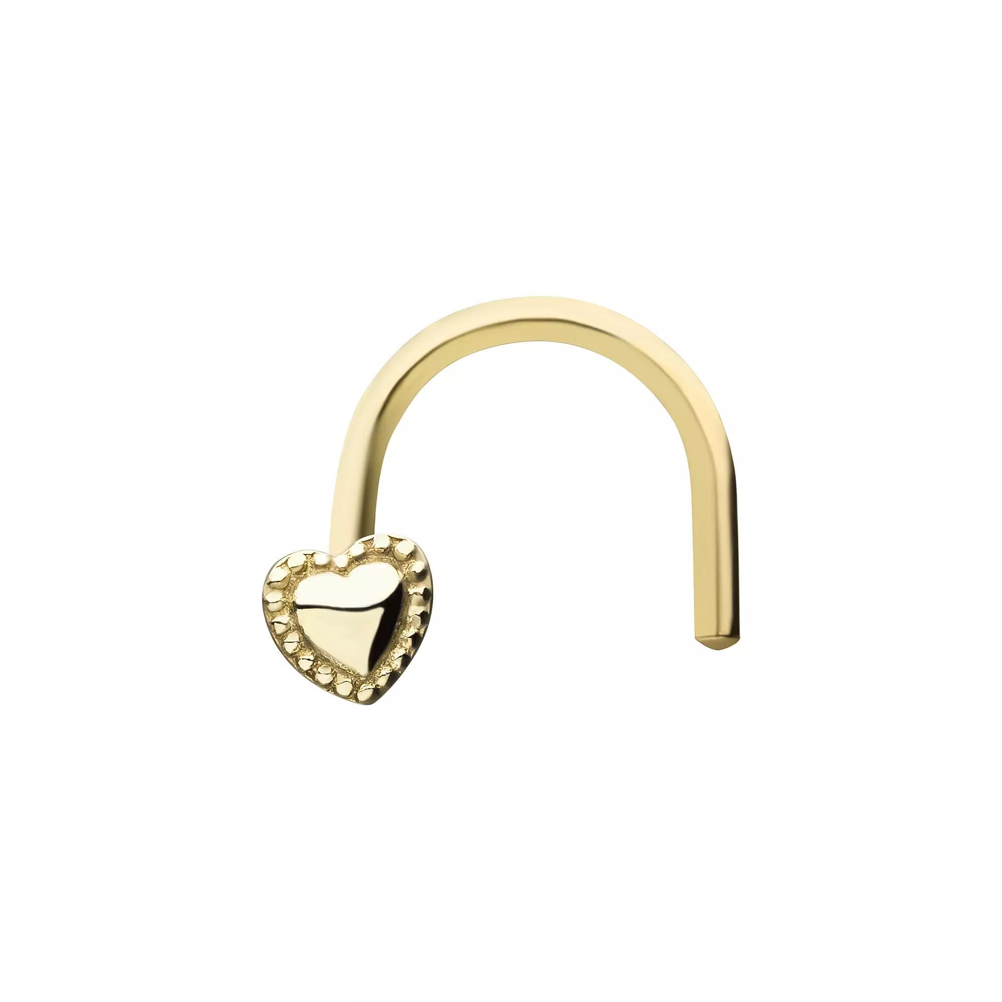Earrangements 14k Gold Heart Nose Screw, Women's, Yellow Product Image