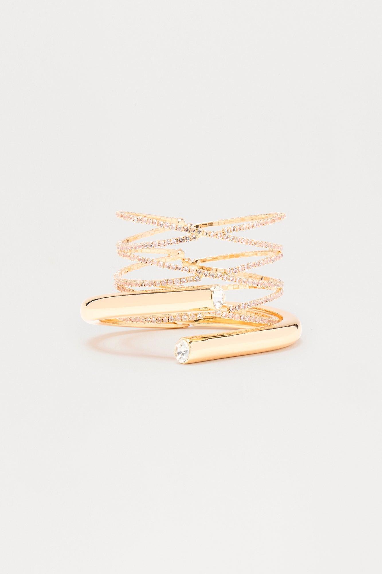Cuff Me Rhinestone 2 Piece Bracelet Set - Gold Female Product Image