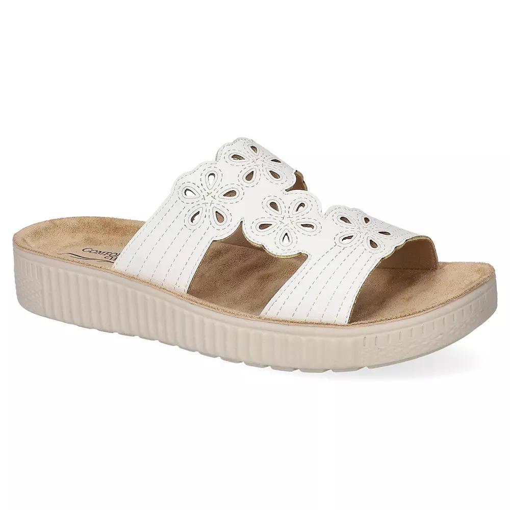 Easy Street Taj Women's Comfort Platform Slide Sandals, Size: 10 Wide, White Product Image