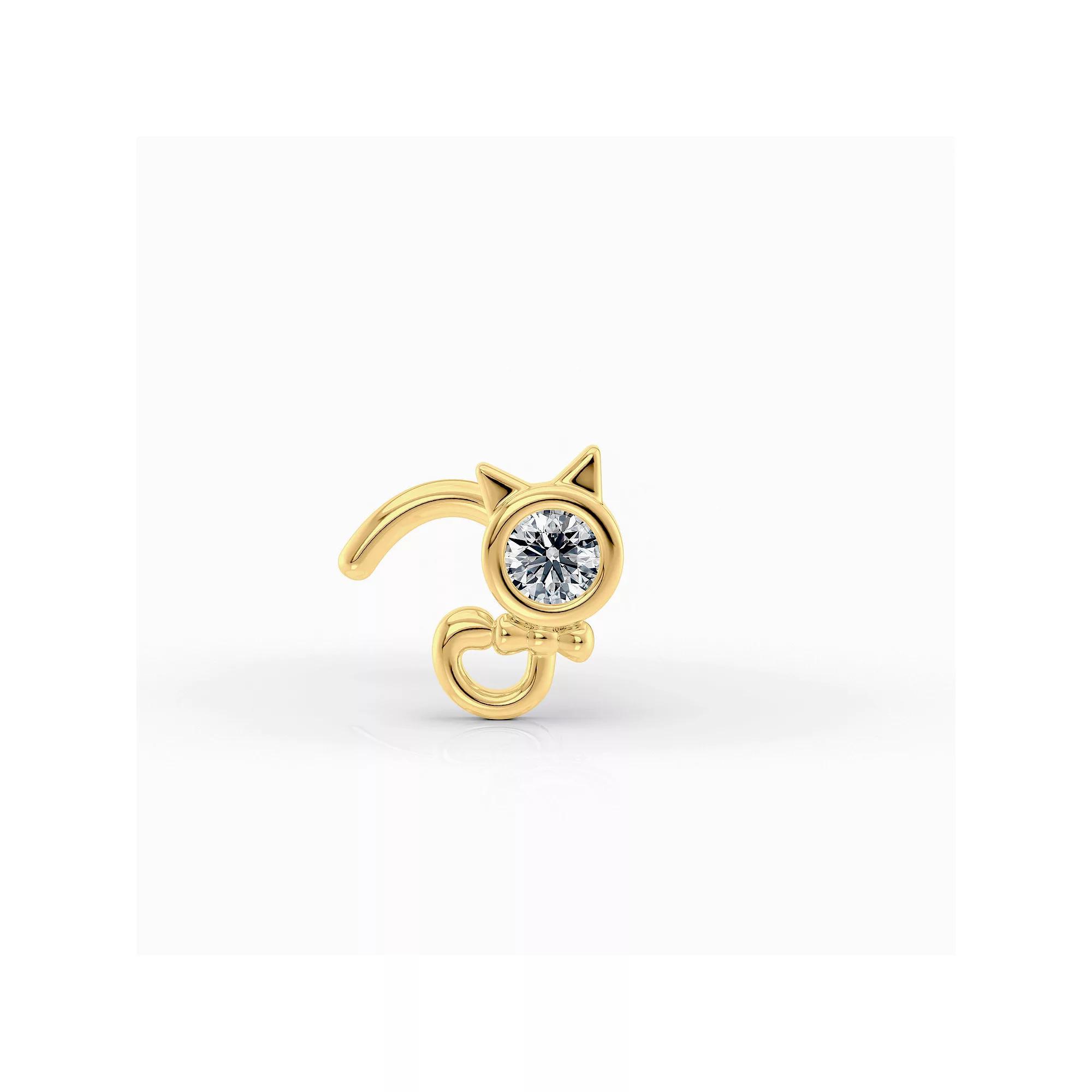 Lila Moon 14k Gold Cubic Zirconia Cat Curved Nose Ring, Women's Product Image