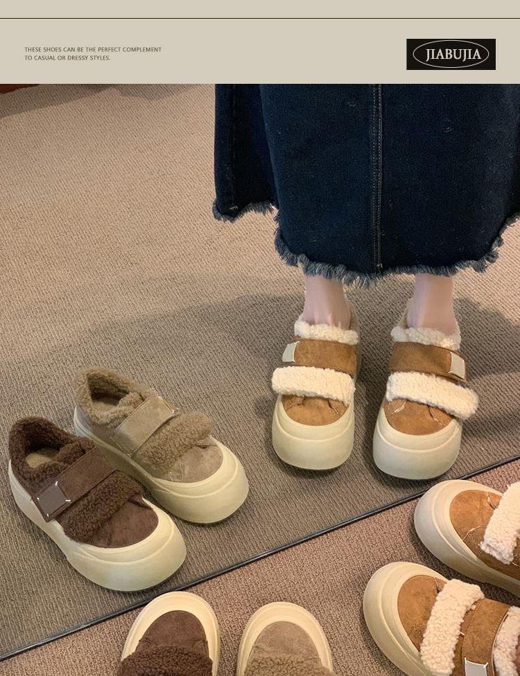 Applique Fluffy Trim Platform Sneakers Product Image
