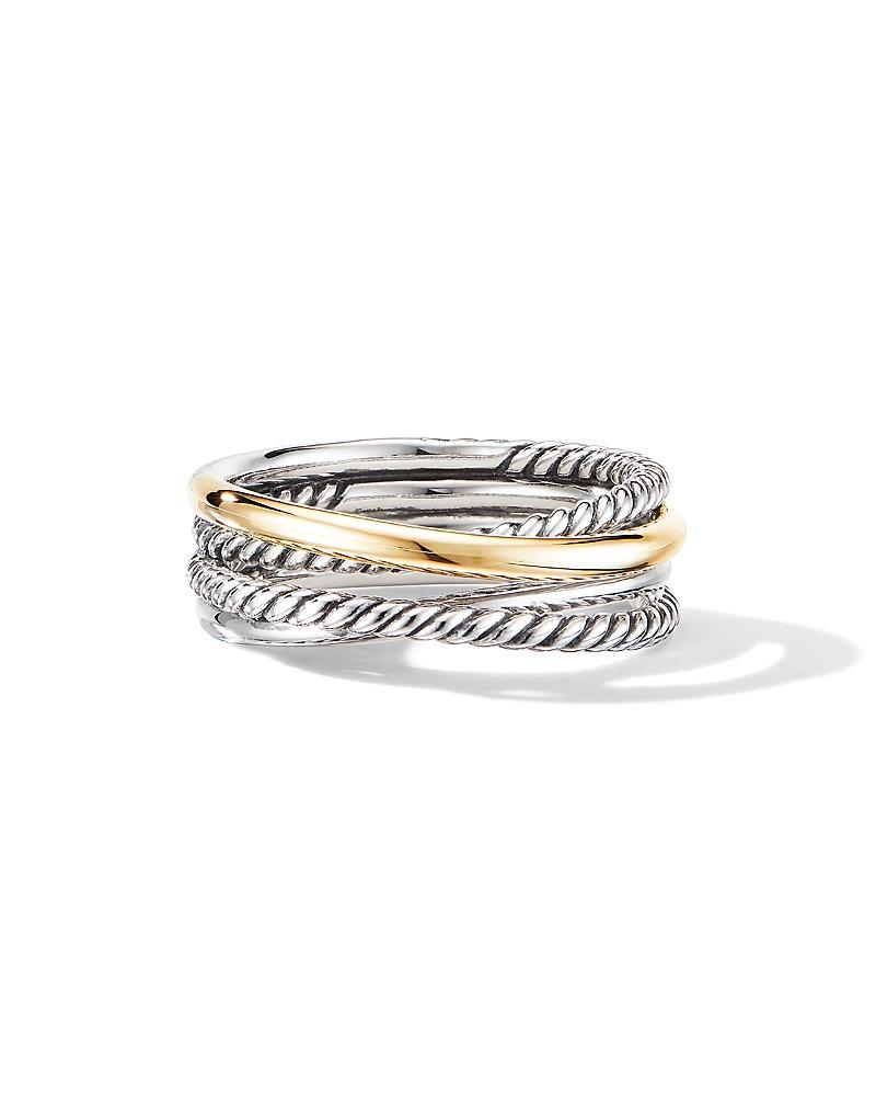 David Yurman Sterling Silver & 18K Yellow Gold Crossover Narrow Ring Product Image