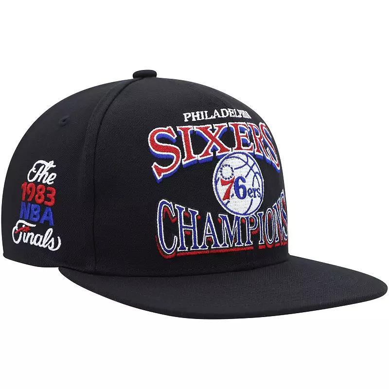 Mens Mitchell & Ness Black Philadelphia 76ers Hardwood Classics SOUL Champions Era Diamond Snapback Hat Product Image