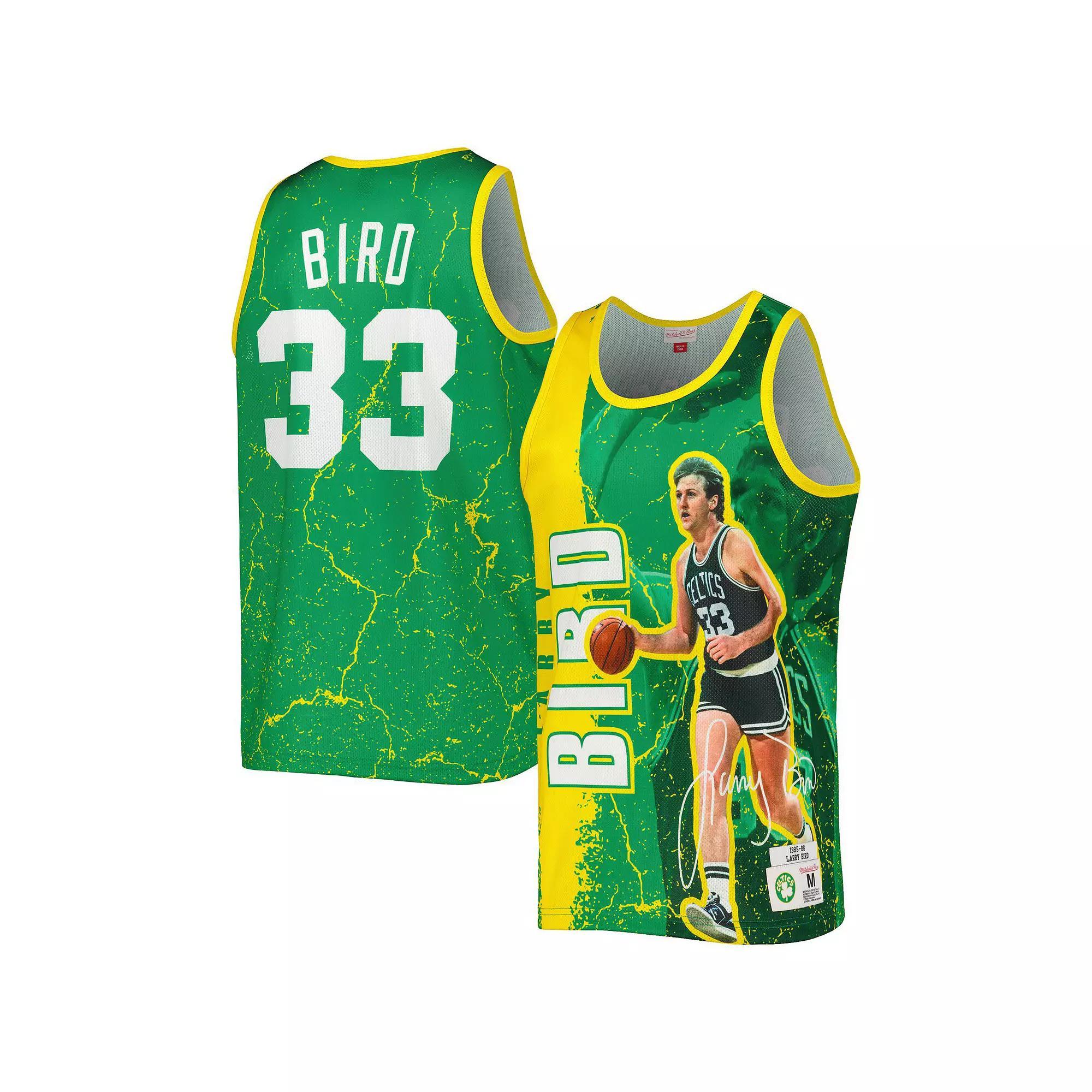Men's Mitchell & Ness Larry Bird Kelly Green Boston Celtics 1985-86 Hardwood Classics Player Burst Tank Top, Size: Medium Product Image
