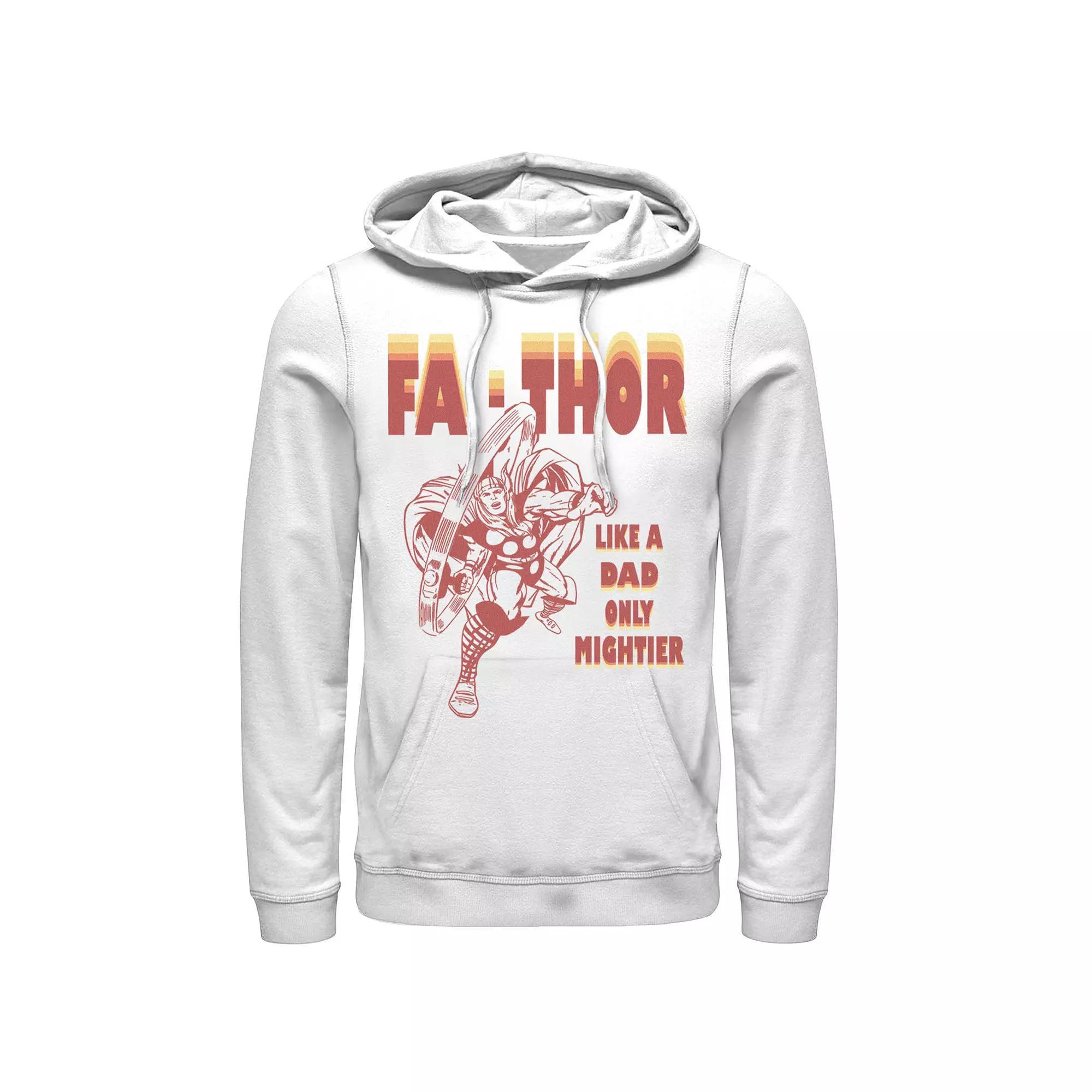 Men's Marvel Fa-Thor Like A Dad Only Mightier Retro Father's Day Hoodie, Size: Large, White Product Image